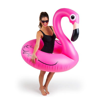 Giant Animal Pool Float, Inflatable Floatie Tube, Blow Up Swim Ring, Outdoor Summer Pool Party Water Toy - Pink Flamingo