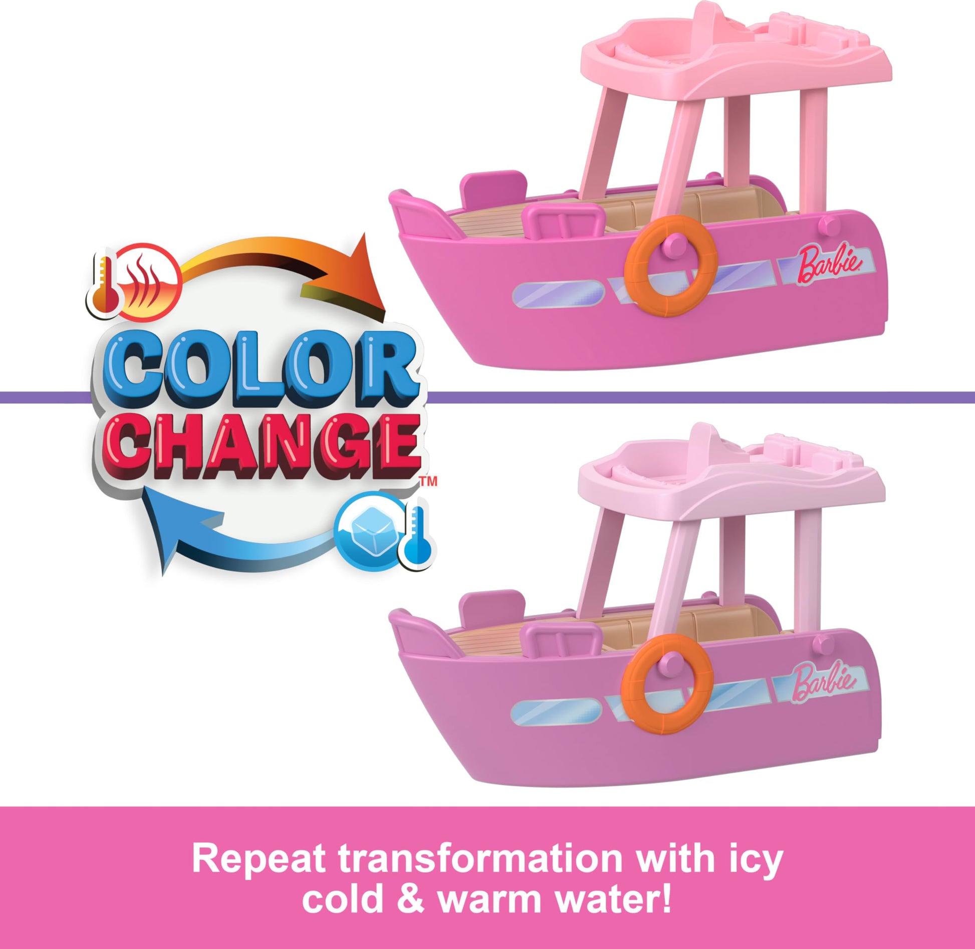Barbie Mini BarbieLand Playsets with Toy Vehicle & 1.5-inch Doll, Dream Boat with Color-Change Surprise