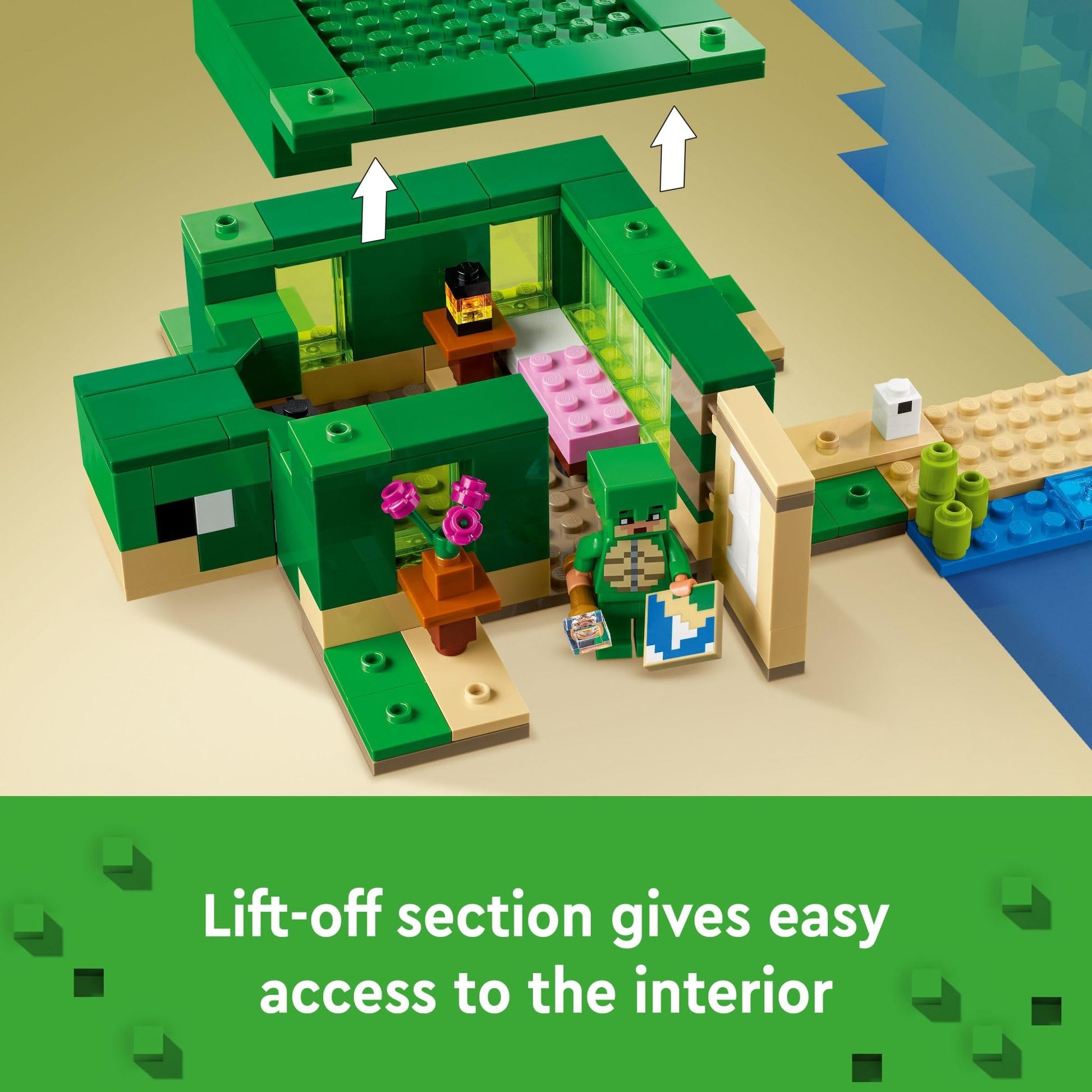 LEGO Minecraft The Turtle Beach House Construction Toy, Minecraft House Building Set with Turtle Figures, Accessories, and Characters from The Game