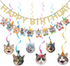 Cat Happy Birthday Banner - Cat Party Decorations, Party Supplies Sign