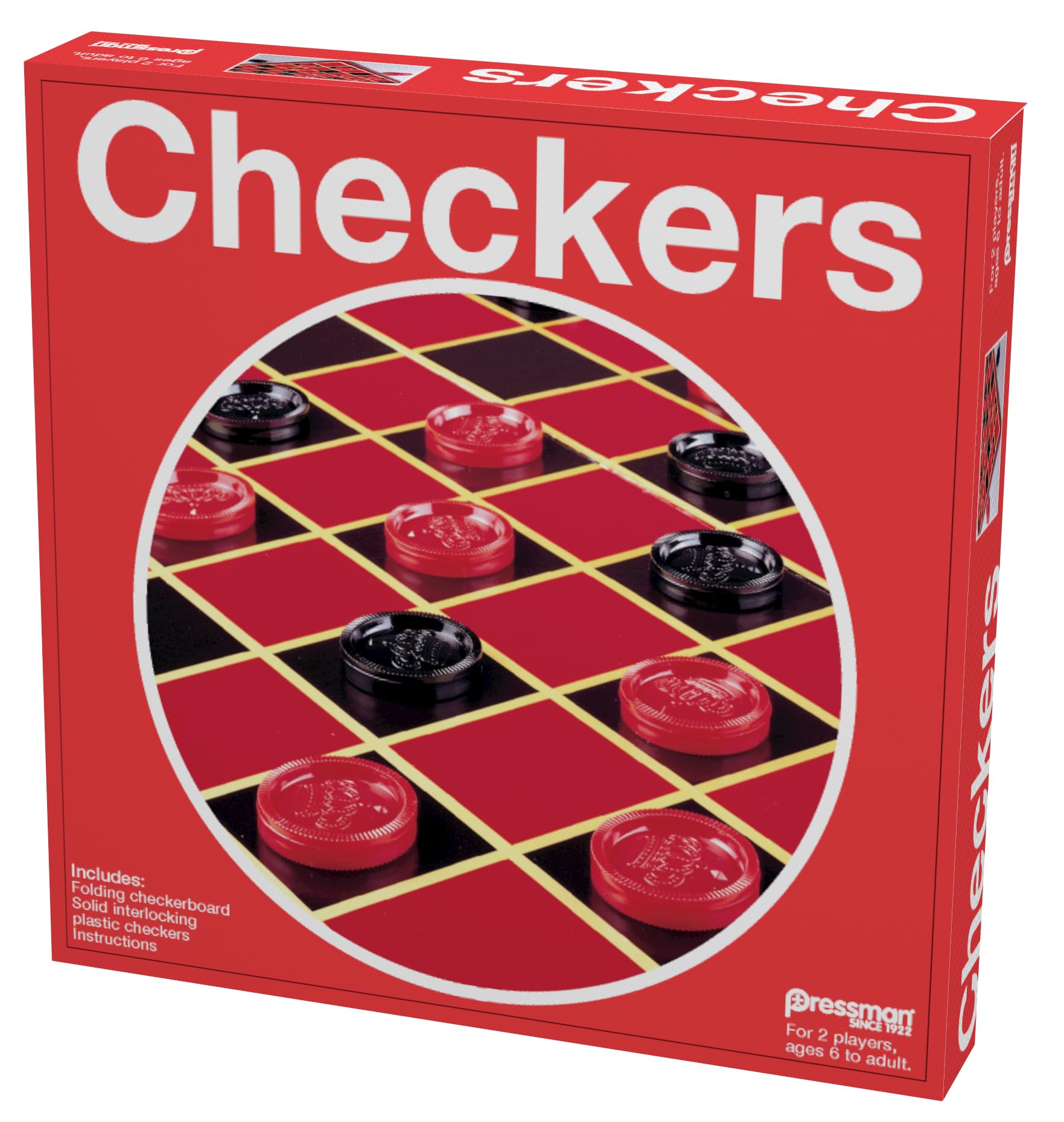 Pressman Checkers -- Classic Game With Folding Board and Interlocking Checkers ,5"