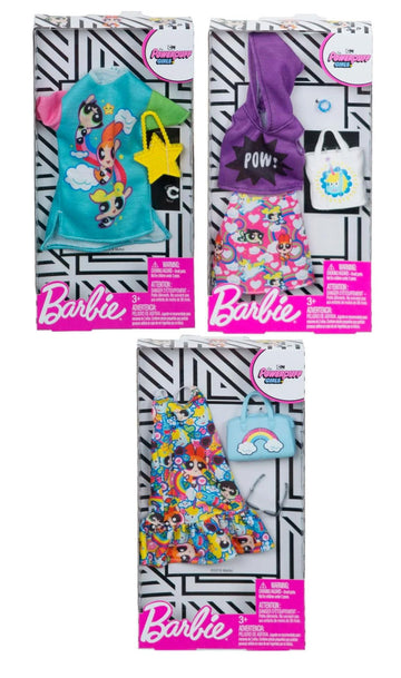 Barbie Fashion Powerpuff Girls Character Fashion Set 3 Inspired Outfits & Accessories for Barbie Dolls, Ages 3+ (Bundle of 3)