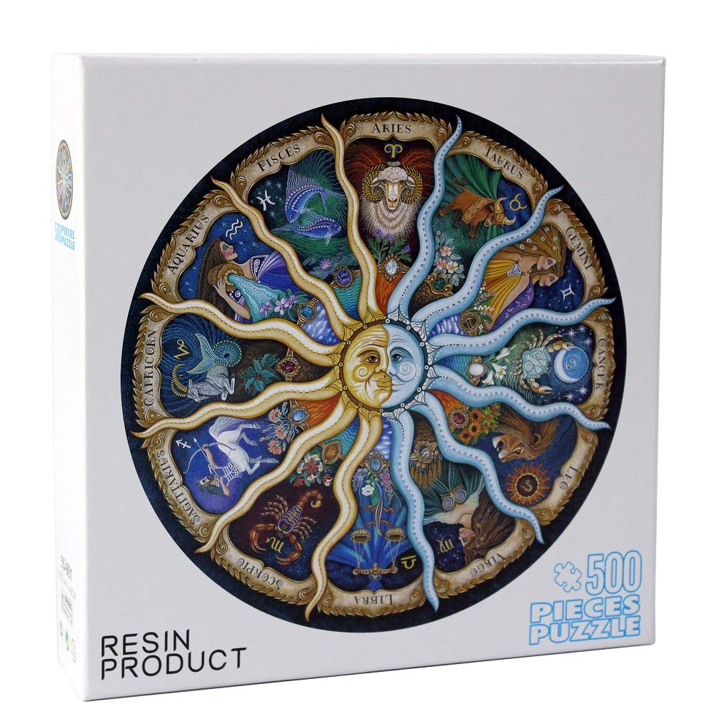 Zodiac Puzzle for Adults 500 Piece Round Constellation Astrology Puzzles
