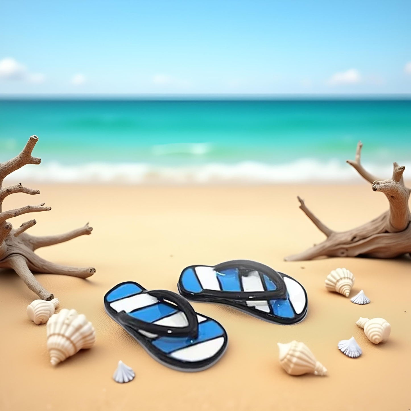 1Pair Blue 1/12 Miniature Beach Flip Flops Dollhouse Decoration Accessories, Miniature Dollhouse Accessories Miniature Flip Flops (0.9x0.5x0.4 inch)