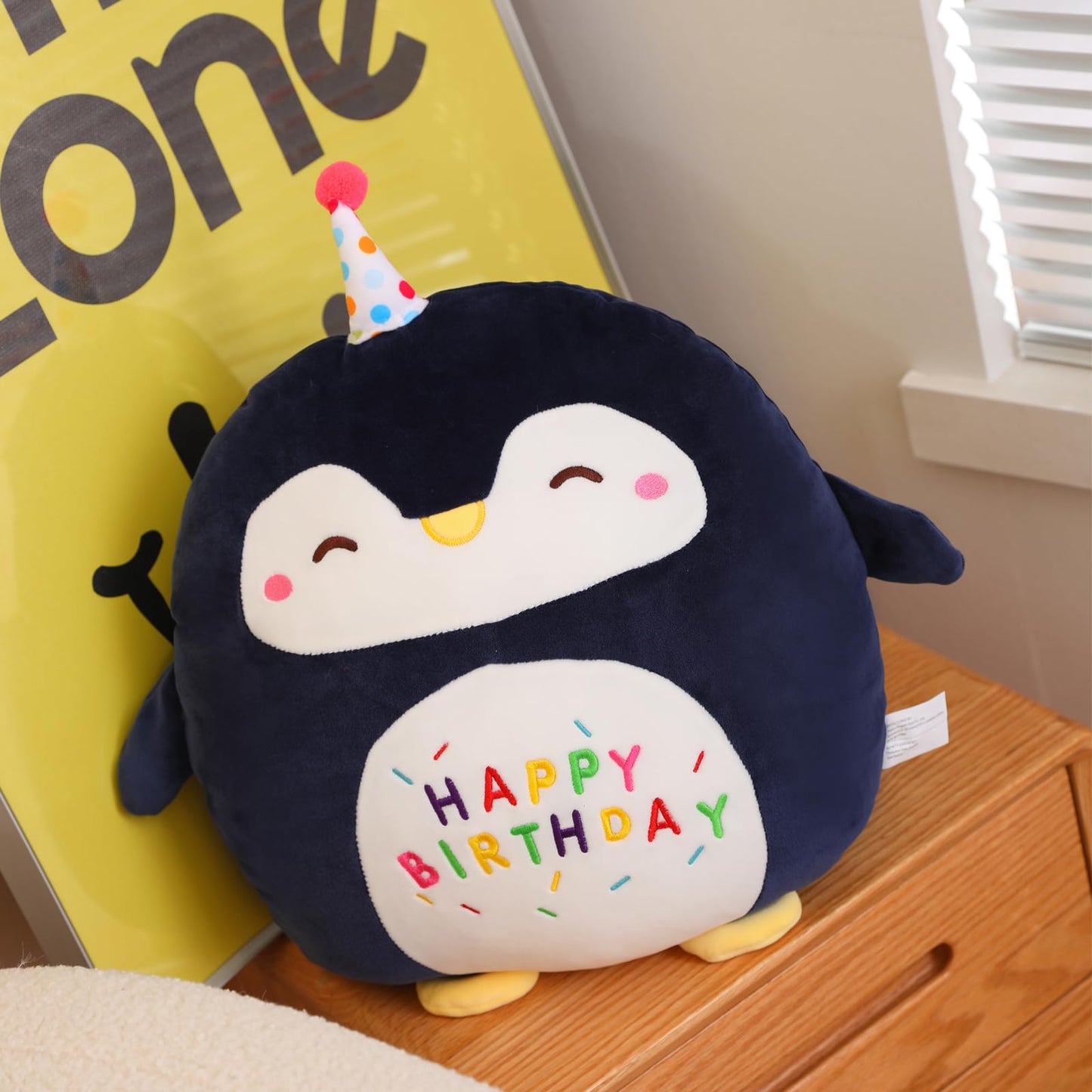 Litence Cute Penguin Plush Stuffed Animal Soft Happy Birthday Plushies Pillow Toy Gifts for Boys and Girls Home Decor