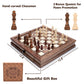 AMEROUS Magnetic Wooden Chess Set, 12.8" x 12.8" Walnut Chess Board Game with 2 Built-in Storage Drawers - 2 Bonus Extra Queens - Chess for Beginner