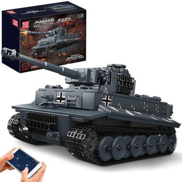 Mould King MOC Tiger Tank Building Blocks Toy, Remote APP Control Military Vehicle Model Construction Block Kits, Adult Collectible Model Tanks Sets