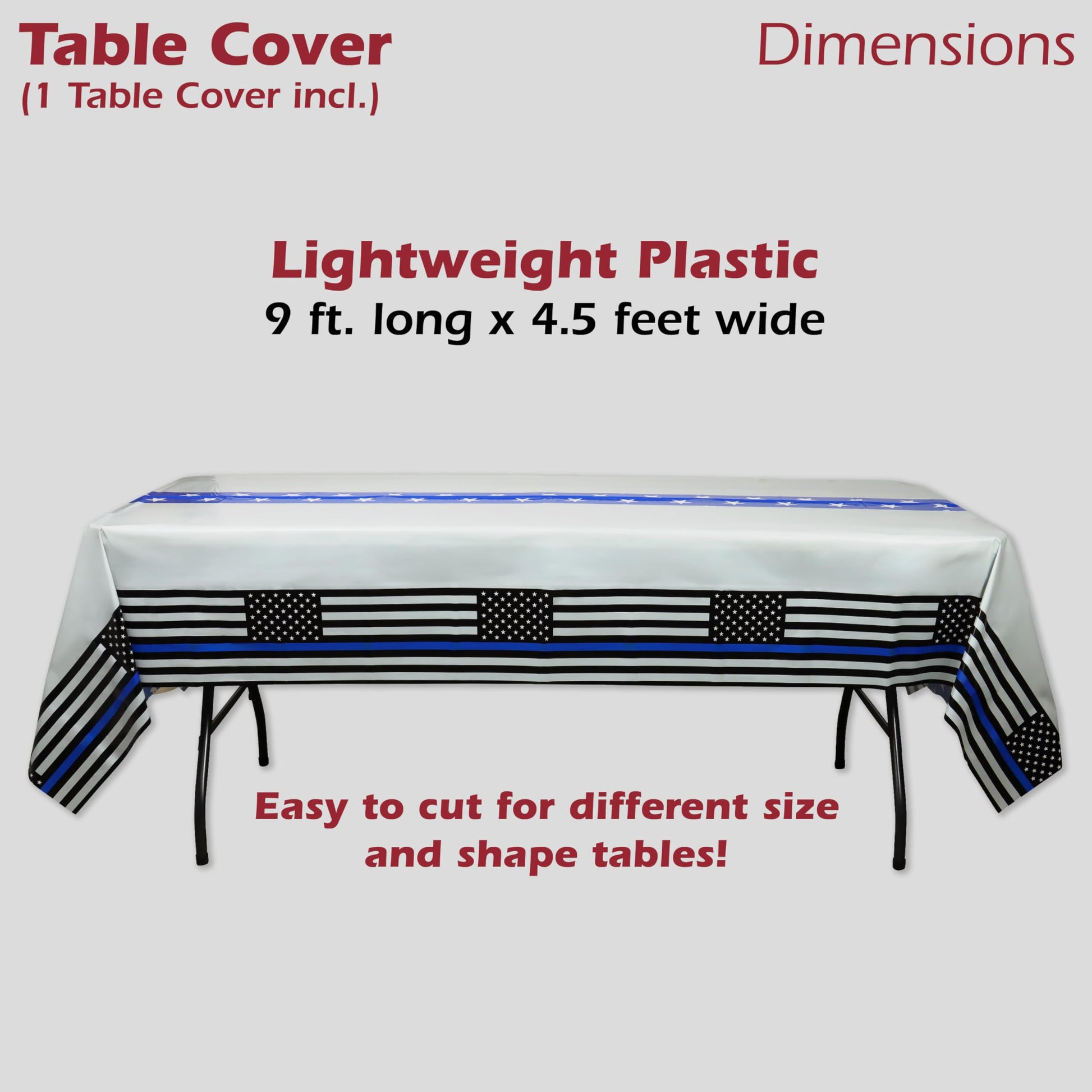 Havercamp Police Tablecloth-108x54 Inch-Thin Blue Line-Party Cover