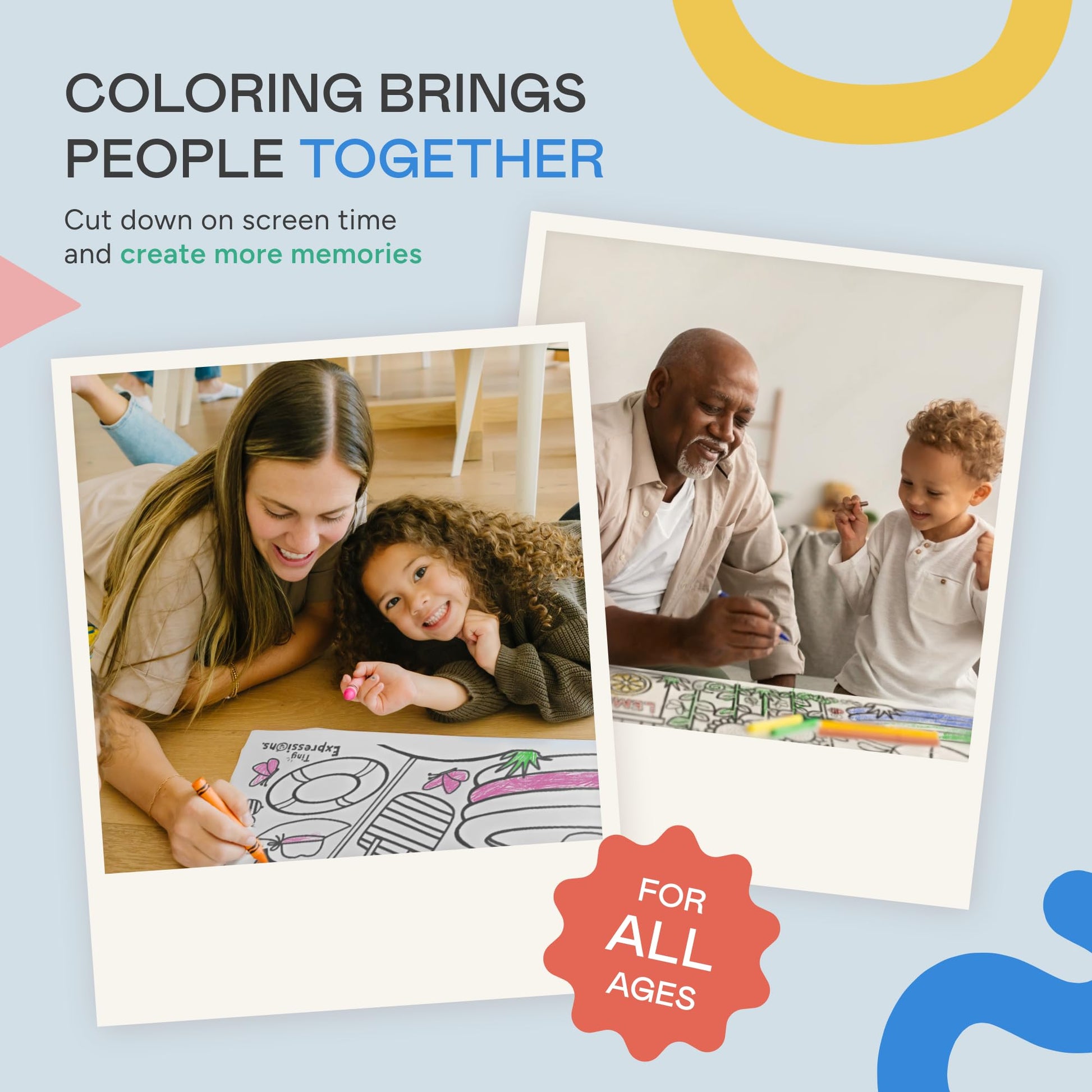 Tiny Expressions Winter Coloring Poster - Rolled, No Creases 30" x 72" Giant Coloring Table Cloth to Color On