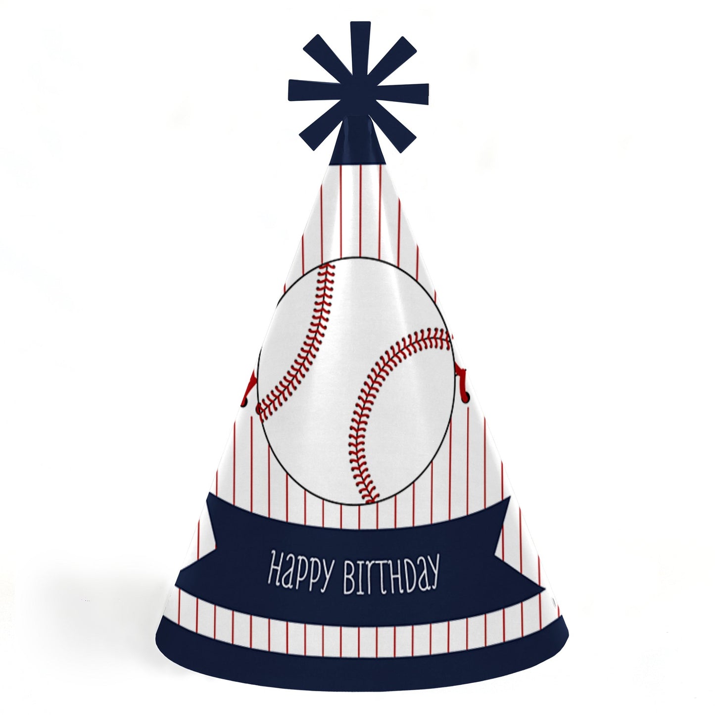 Big Dot of Happiness Batter Up - Baseball Cone Happy Birthday Party Hats for Kids and Adults Set 8 (Standard Size)