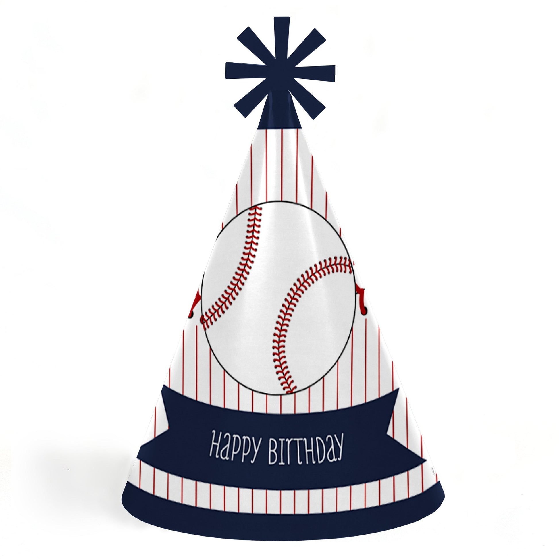 Big Dot of Happiness Batter Up - Baseball Cone Happy Birthday Party Hats for Kids and Adults Set 8 (Standard Size)