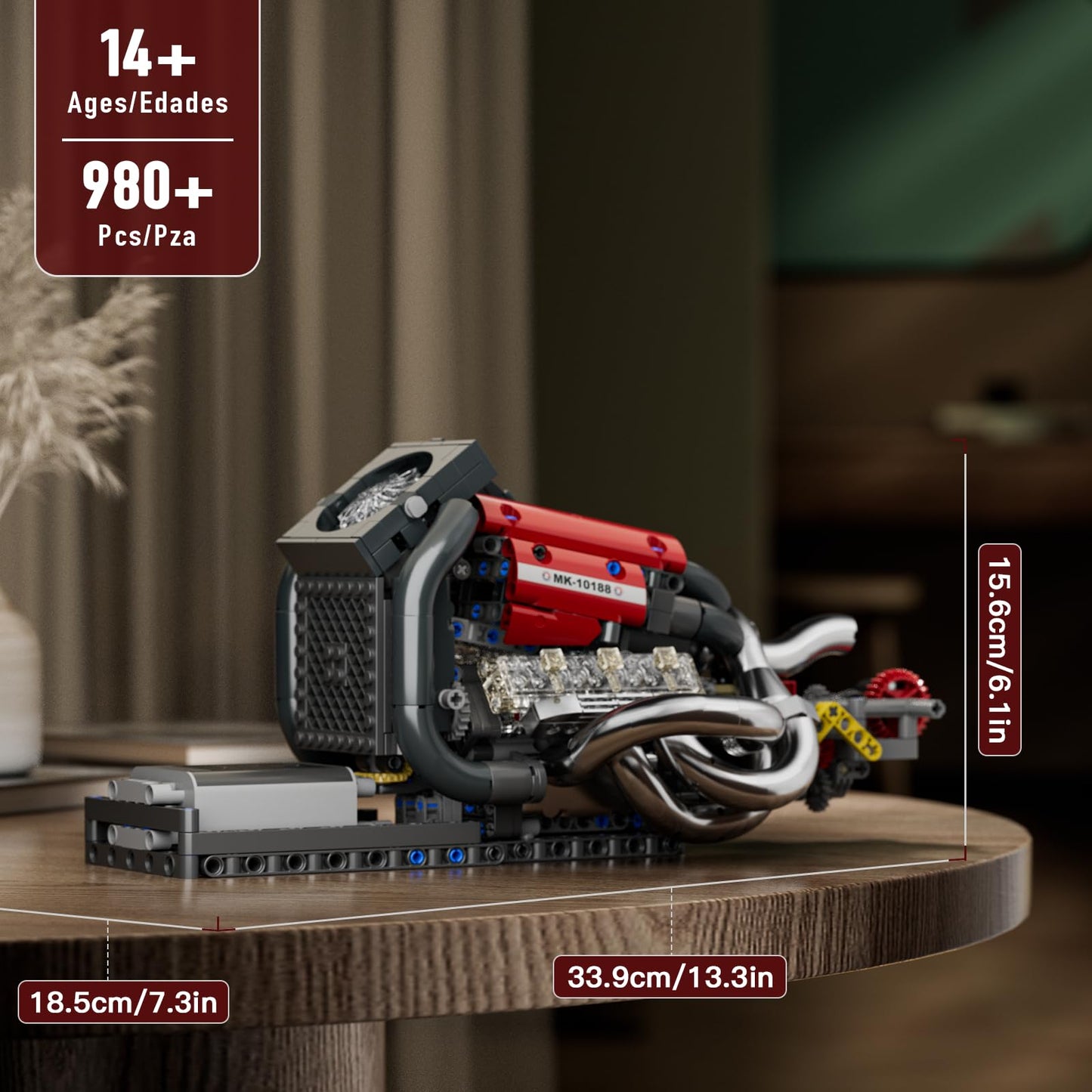 Formula One Engine Building Blocks, 980PCS Motor Model Sets for 14+