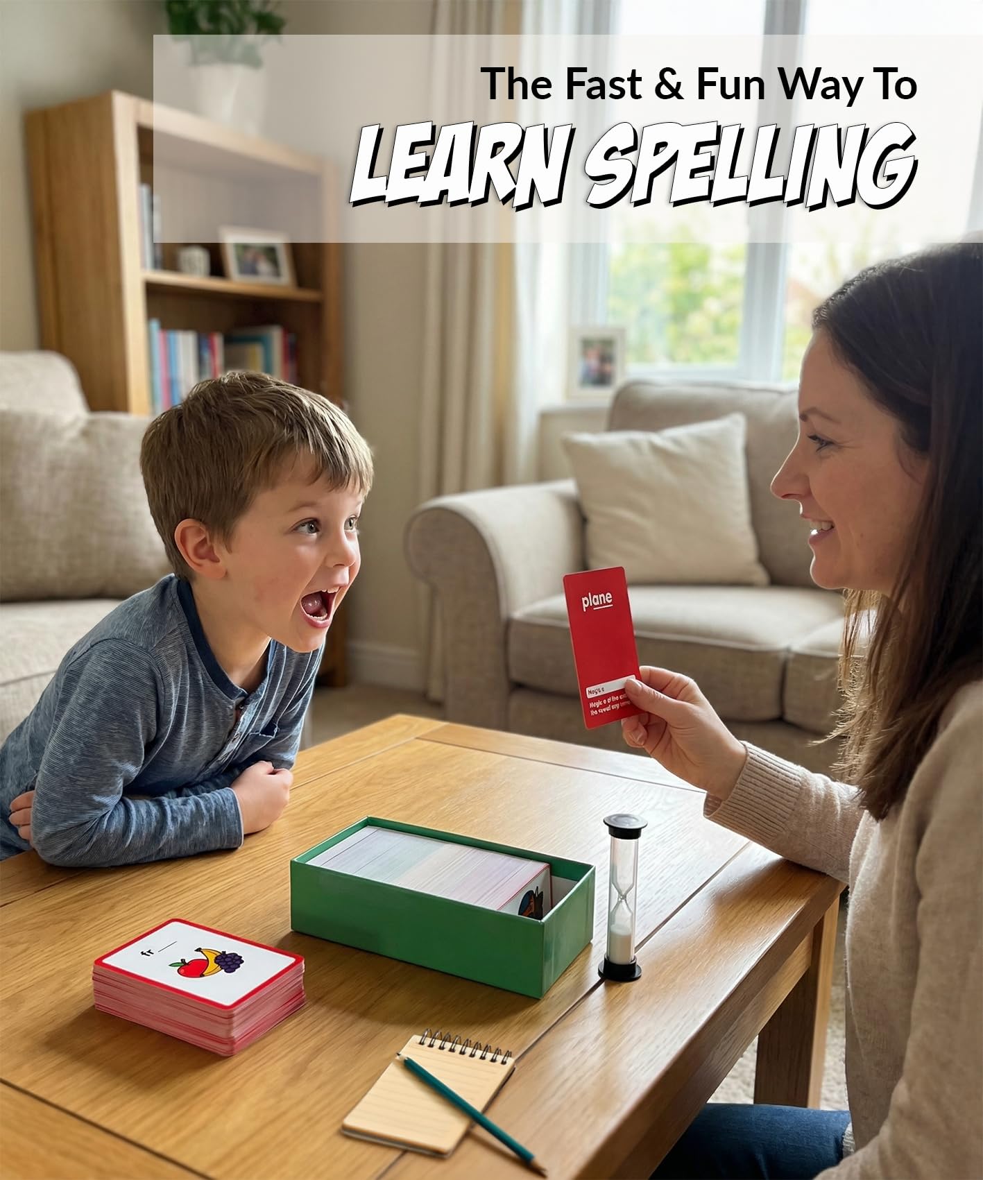 Spelling Game for Kids Ages 5-10, Flashcards Phonics Game, Educational Learning Game for 1st, 2nd, 3rd, 4th Grade Teachers, Classrooms or Homeschool