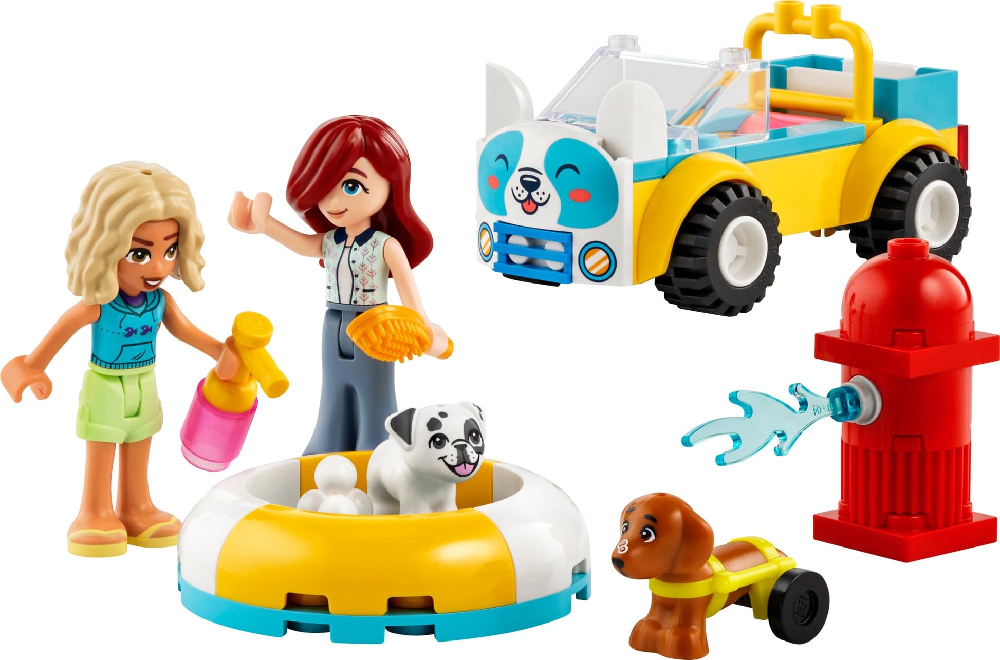 LEGO Friends Dog Grooming Car Toy, Building Toy for Kids Who Love Animals and Nature, Comes with 2 Mini Doll Characters and 2 Dog Toy Figures, Vet Toy