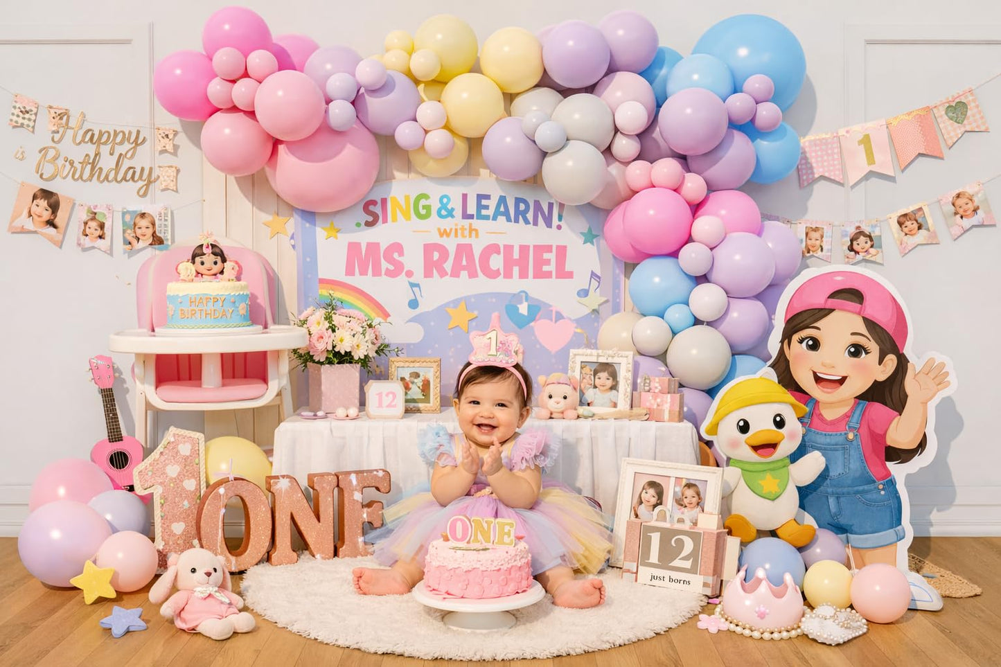 Beaumode Pastel Can You Say One Balloon Arch Garland Kit for Girls First Second Birthday Toddler Music Learning First Words Birthday Theme Party