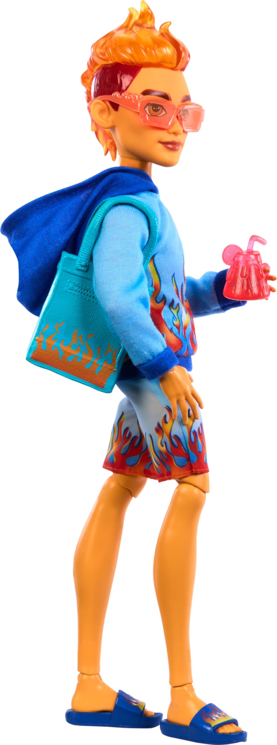 Monster High Scare-adise Island Heath Burns Doll with Flame Hoodie, Swim Trunks & Beach Accessories Like Sunglasses