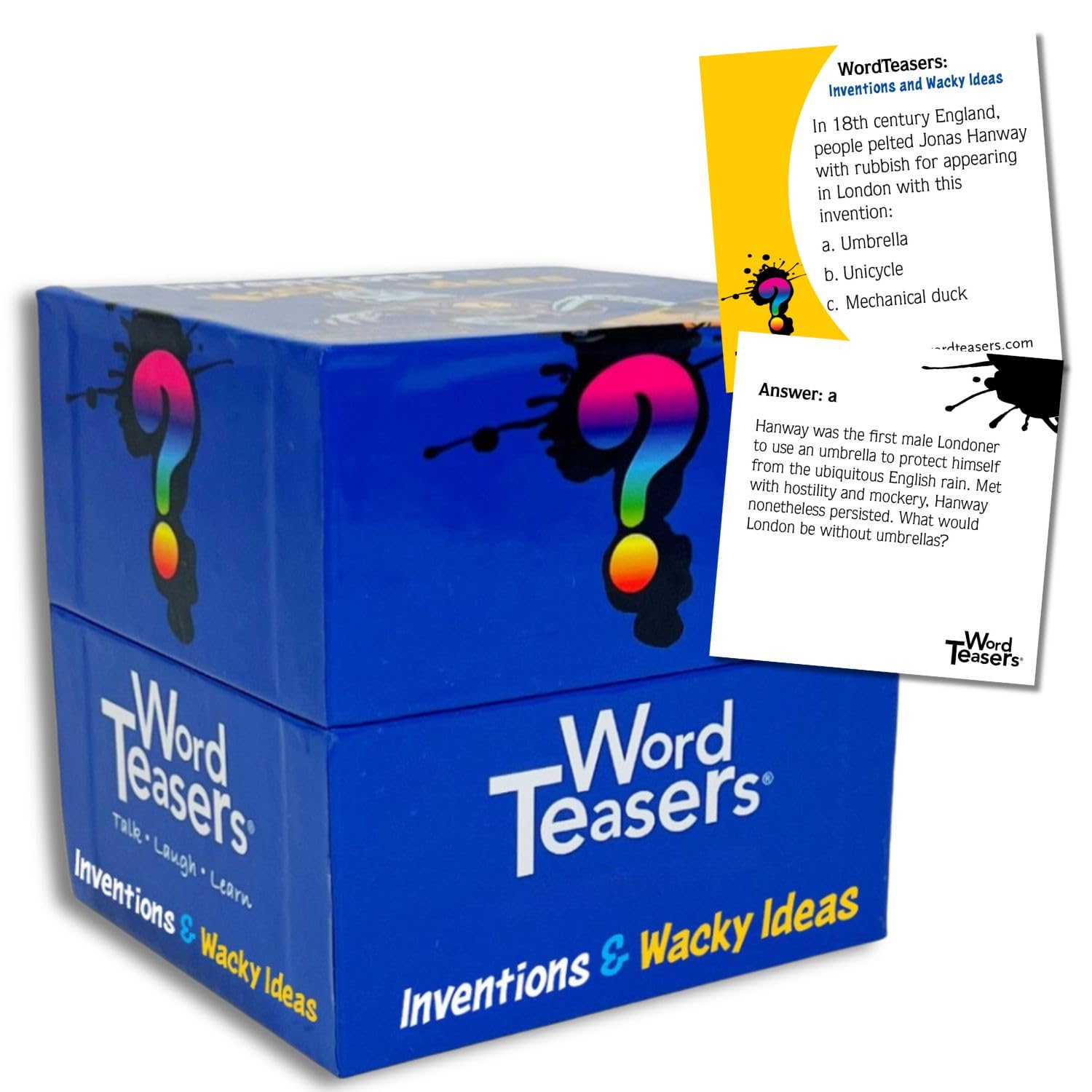 ? WORD TEASERS Inventions & Wacky Ideas - Family Trivia Card Game for Kids & Adults - Quiz Game for Game Night - 150 Question Cards