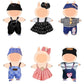 Clothes Set for 17cm Doll (NO Doll) Stylish Outfit Accessories Suit Hat & Overalls Set Blue Denim Suit
