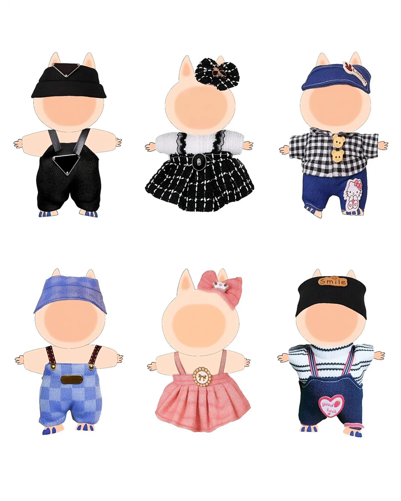 Clothes Set for 17cm Doll (NO Doll) Stylish Outfit Accessories Suit Hat & Overalls Set Blue Denim Suit