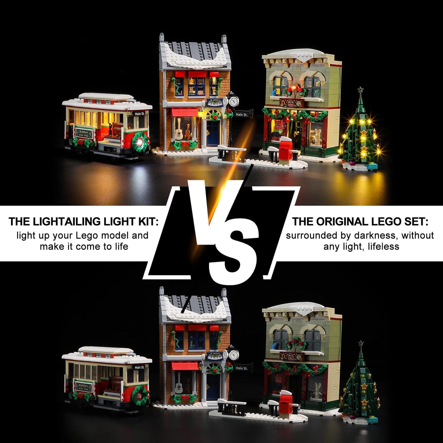 LIGHTAILING Light for Lego-10308 Christmas-High-Street - Led Lighting Kit Compatible with Lego Building Blocks Model - NOT Included The Model Set