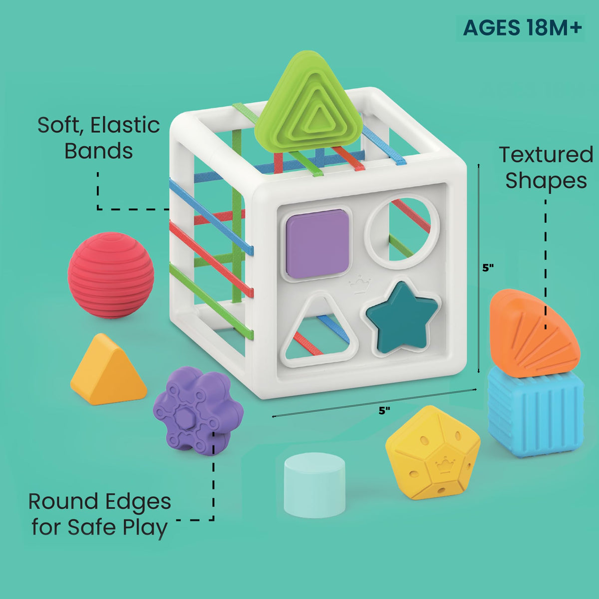Playkidiz Shape Sorter Baby Toys, Sorting & Stacking Blocks Toy for Toddlers, Sensory Shapes, Early Learning Development Activity Cube for Boys