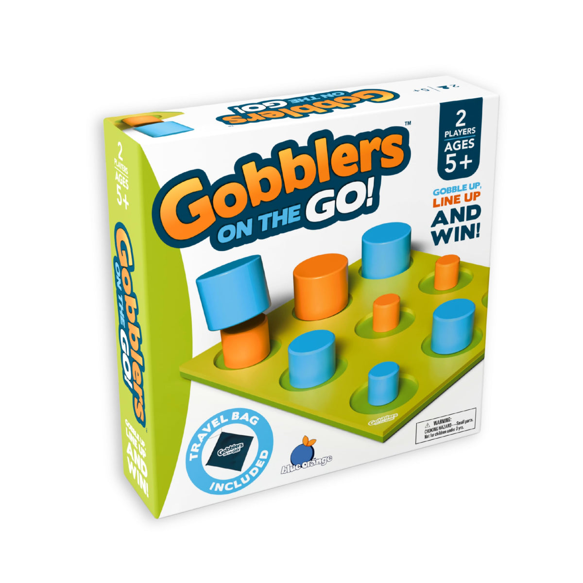 Gobblers on the Go! Portable Wooden Tic-Tac-Toe Board Game, 2 Players, Ages 5+