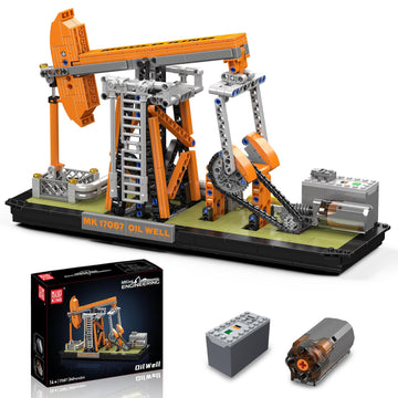 Mould King 17087 Oilfield Movable Building Sets, Engineering Display Model with Battery & Motor, Oil Source Technology Construction Blocks