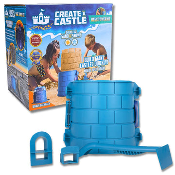 Create A Castle Sandcastle Kit as Seen on Shark Tank, 4 Piece Outdoor Beach Toy Set for Kids and Adults, Towers, Building Tools, Portable Mesh Storage