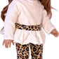 18 inch Dol Clothes - Fashion Safari - 3 Piece 18 inch Doll Outfit - Ivory Velvet Tunic, Cheetah Leggings and Fringed Boots - (Doll Not Included)