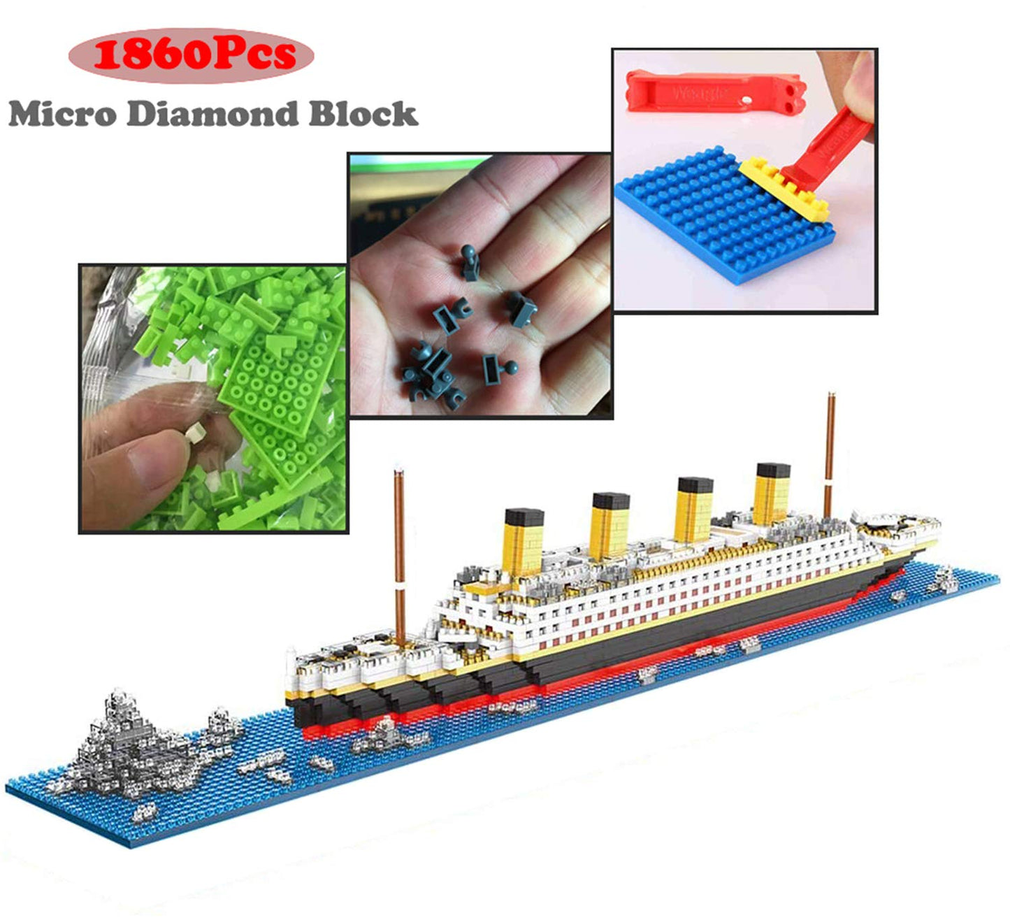 BIDIUTOY Titanic Ship Model Building Block Set, 3D Puzzle Sets DIY Educational Toys, Bricks Toy, with 1860Pcs Micro Mini Blocks, Ideal Gift for Kids