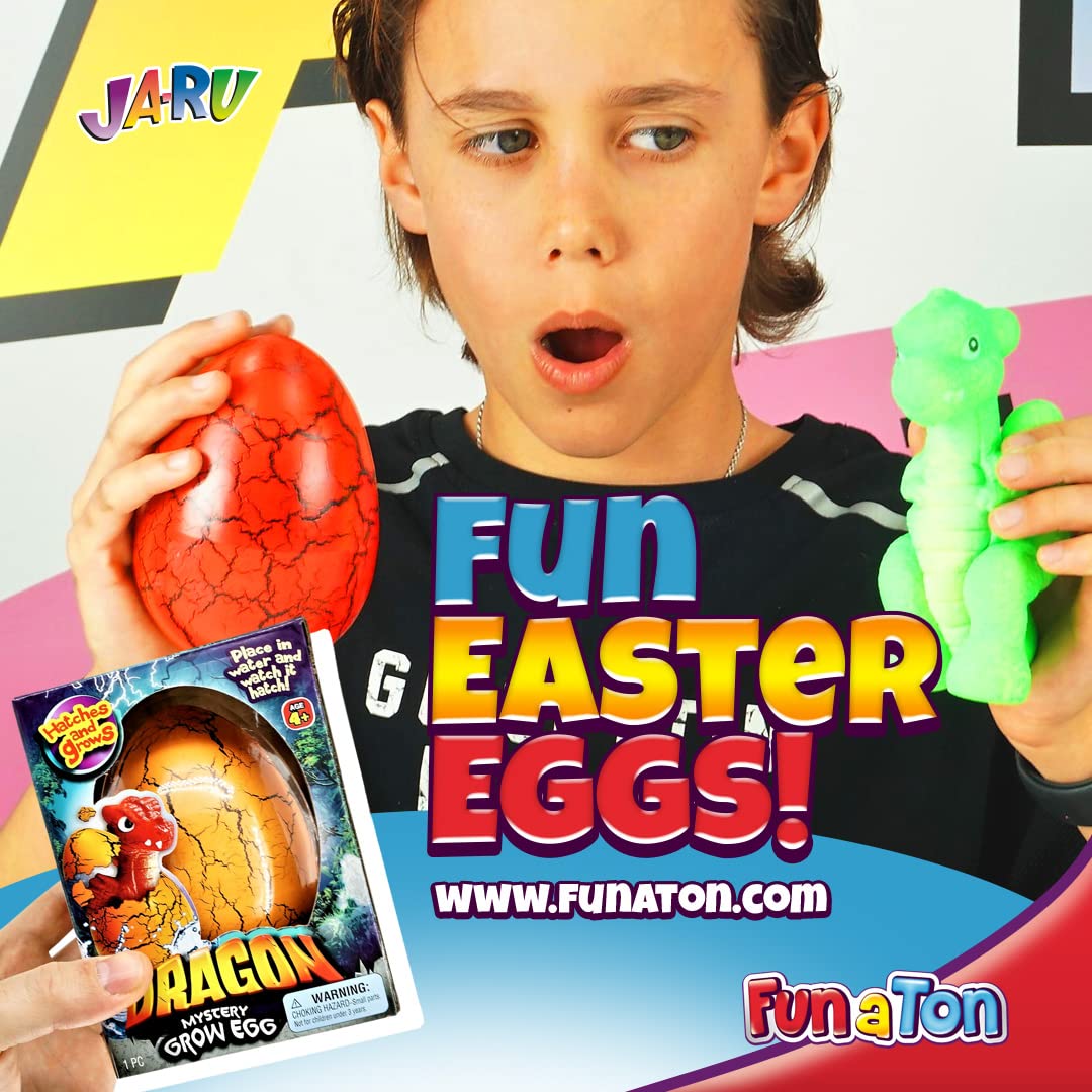 JA-RU Giant Hatching & Growing Dragon Eggs (1 Egg Assorted) Mystery Surprise Dinosaur Toys for Kids. Water Growing Toys. Easter Basket Birthday Party