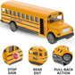 12 Pack: Diecast Yellow School Bus Model Toy, 5" Pullback Die Cast Metal Classic Long Nose Vehicles for Kids with Rubber Tires and Opening Doors