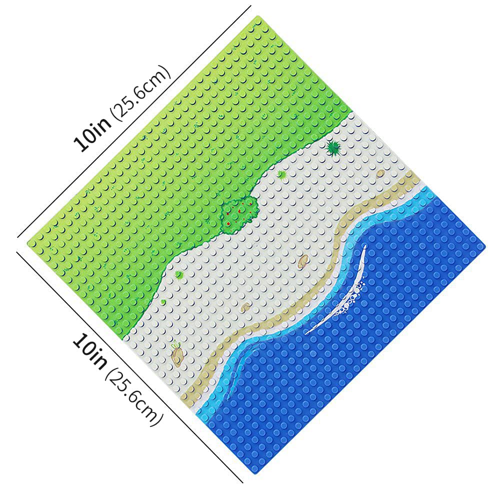 Feleph Classic Blue Baseplate for City Beach Road, Ocean Island Street Water Base Plate 10 x 10 Inches, Pirates Sea Toy Kit for Building Bricks