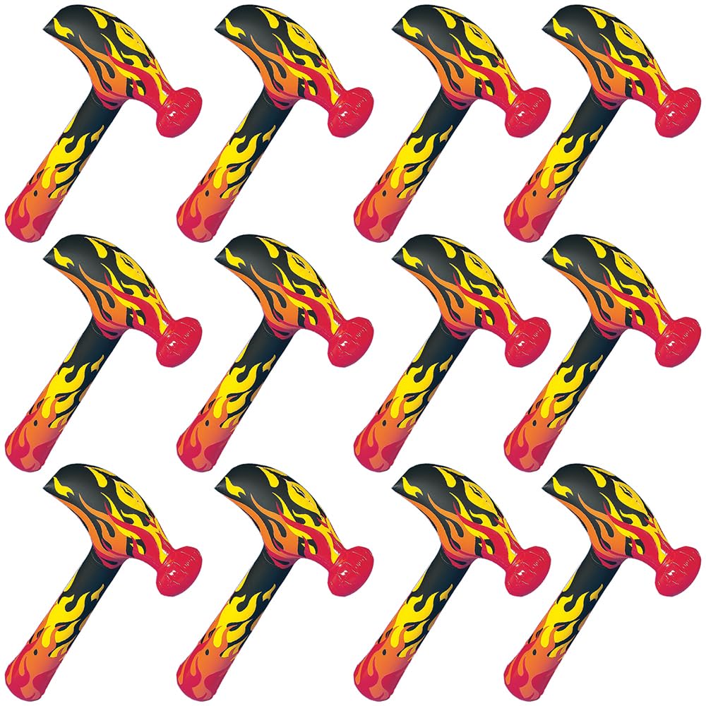 Fun Express Inflatable Flaming Hammers, 32", 12 Pieces, Great for Pool Parties and Birthdays Decorations