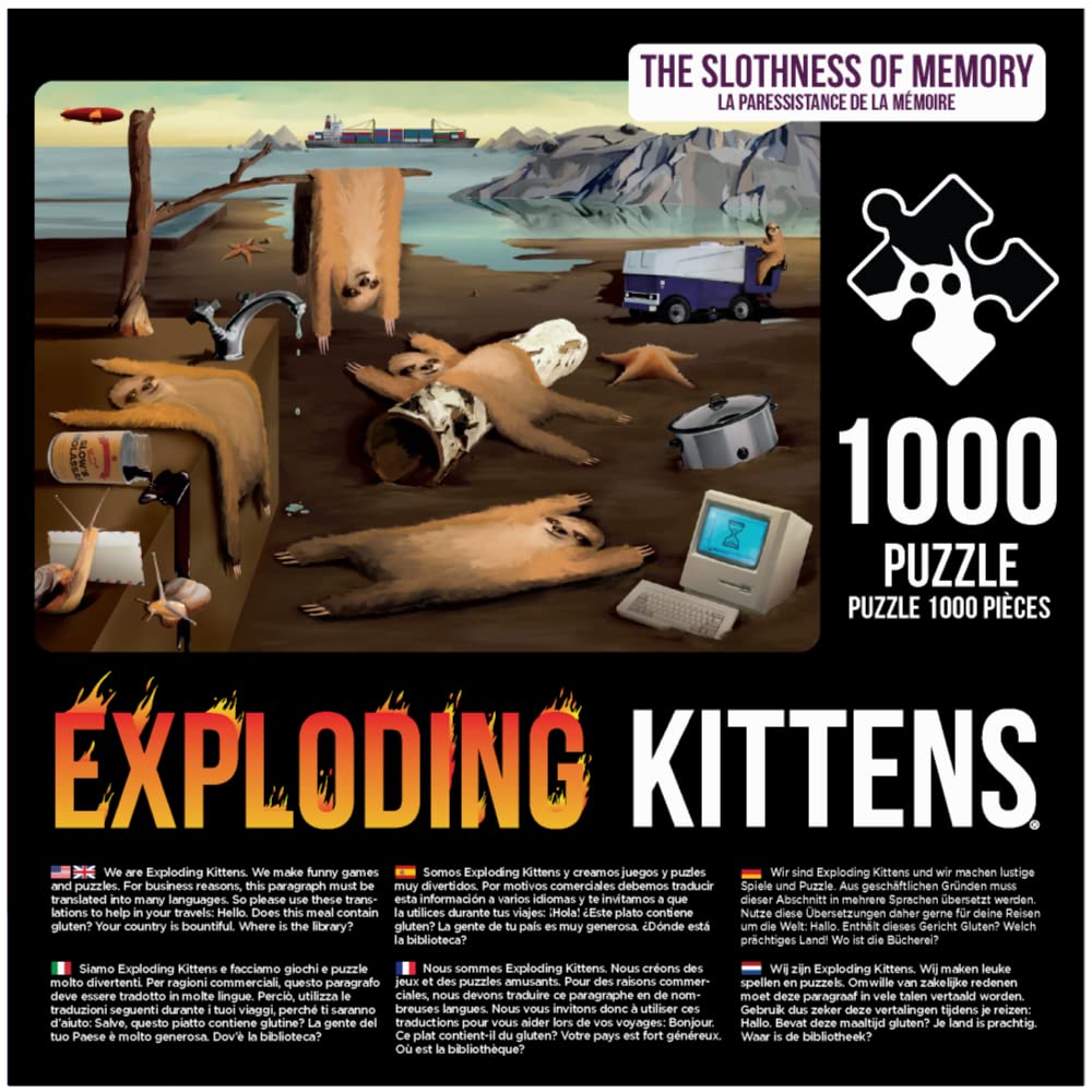 Slothness of Memory Jigsaw Puzzle by Exploding Kittens - 1000 Pieces Jigsaw Puzzle for Adults, Teens, and Kids - Sloth Puzzle, Funny Puzzle, Art