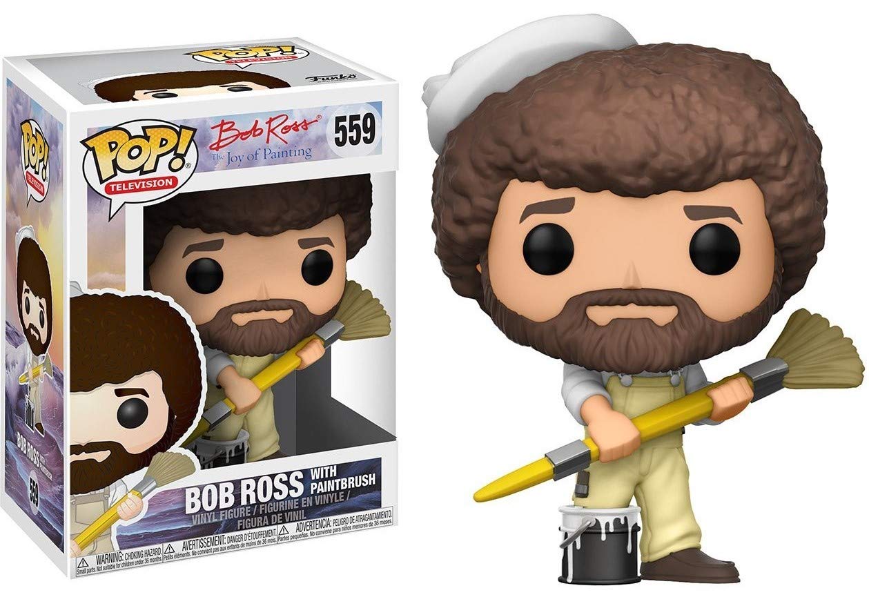 Funko Pop! Television: Bob Ross - The Joy of Painting in Overalls with Paintbrush #559 Vinyl Figure (Bundled with Pop Box Protector Case)