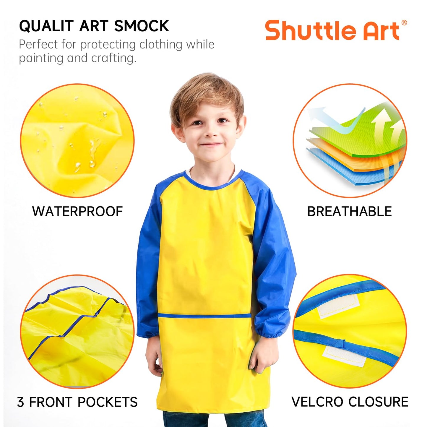 69 Pack Kids Paint Set, Shuttle Art Art Set for Kids with 30 Colors Acrylic Paint, Wood Easel, Canvas, Painting Pad, Brushes, Palette and Smock