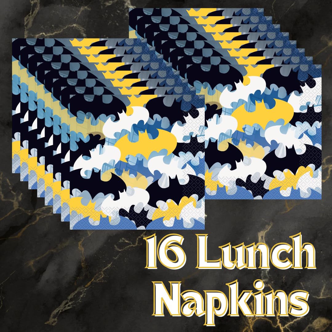 Batman Birthday Decorations Set with Batman Party Decorations and Complete Batman Party Supplies for Kids Superhero Tableware Plates Cups Napkins