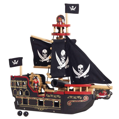 Le Toy Van Barbarossa Pirate Ship Sustainable Wooden Toy Playset
