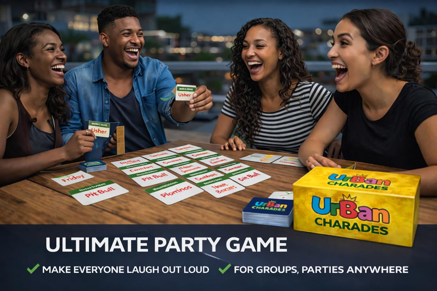 Urban Charades Party Game - 150 Cards - Funny Urban Guessing Game for Adults, Families & Friends - Act It Out, Hip Hop, Movies & More - Perfect