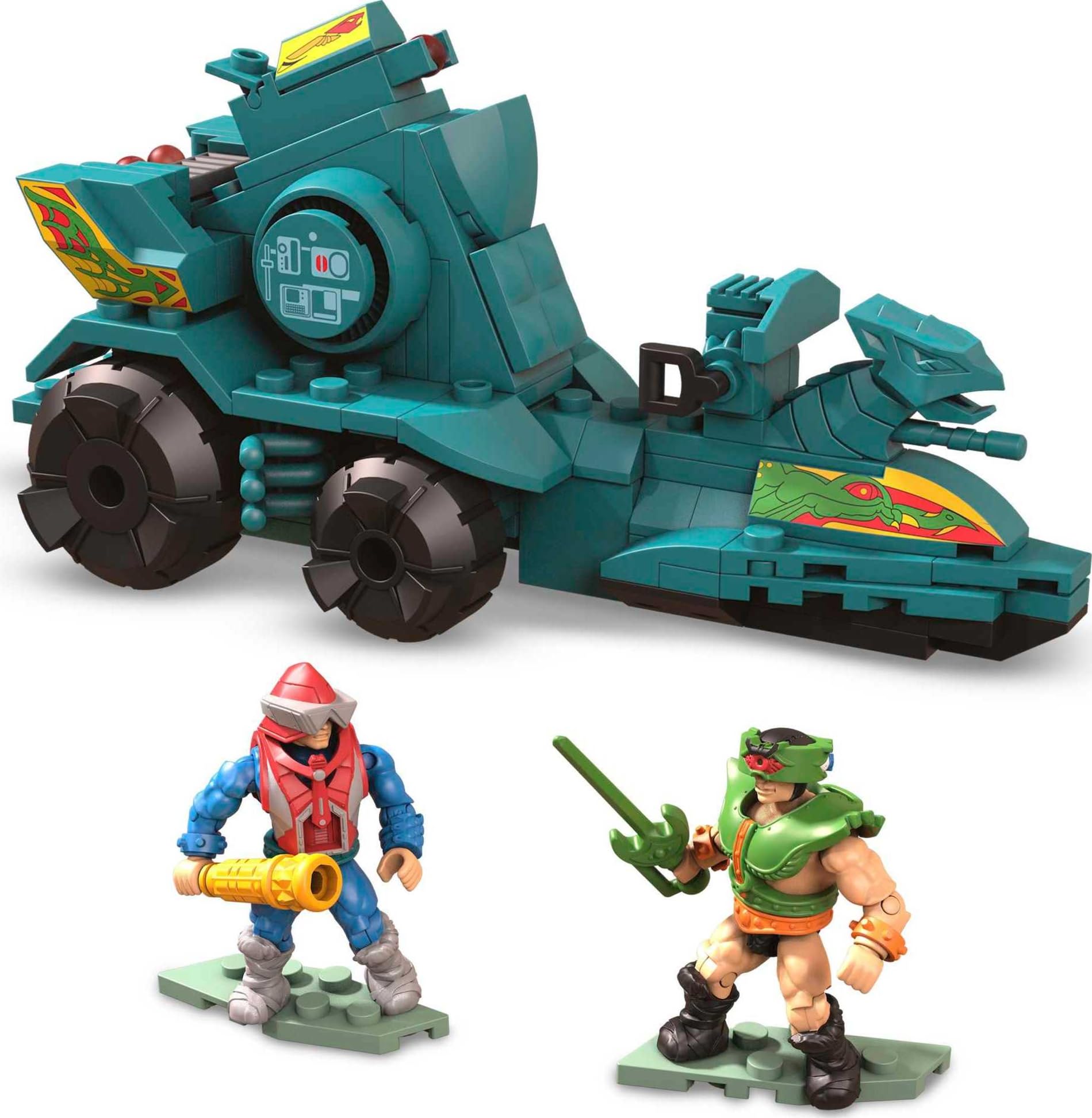 MEGA Construx Masters of The Universe Building Toys Set, Battle Ram and Sky Sled with 188 Pieces, 2 Micro Action Figures, for Kids