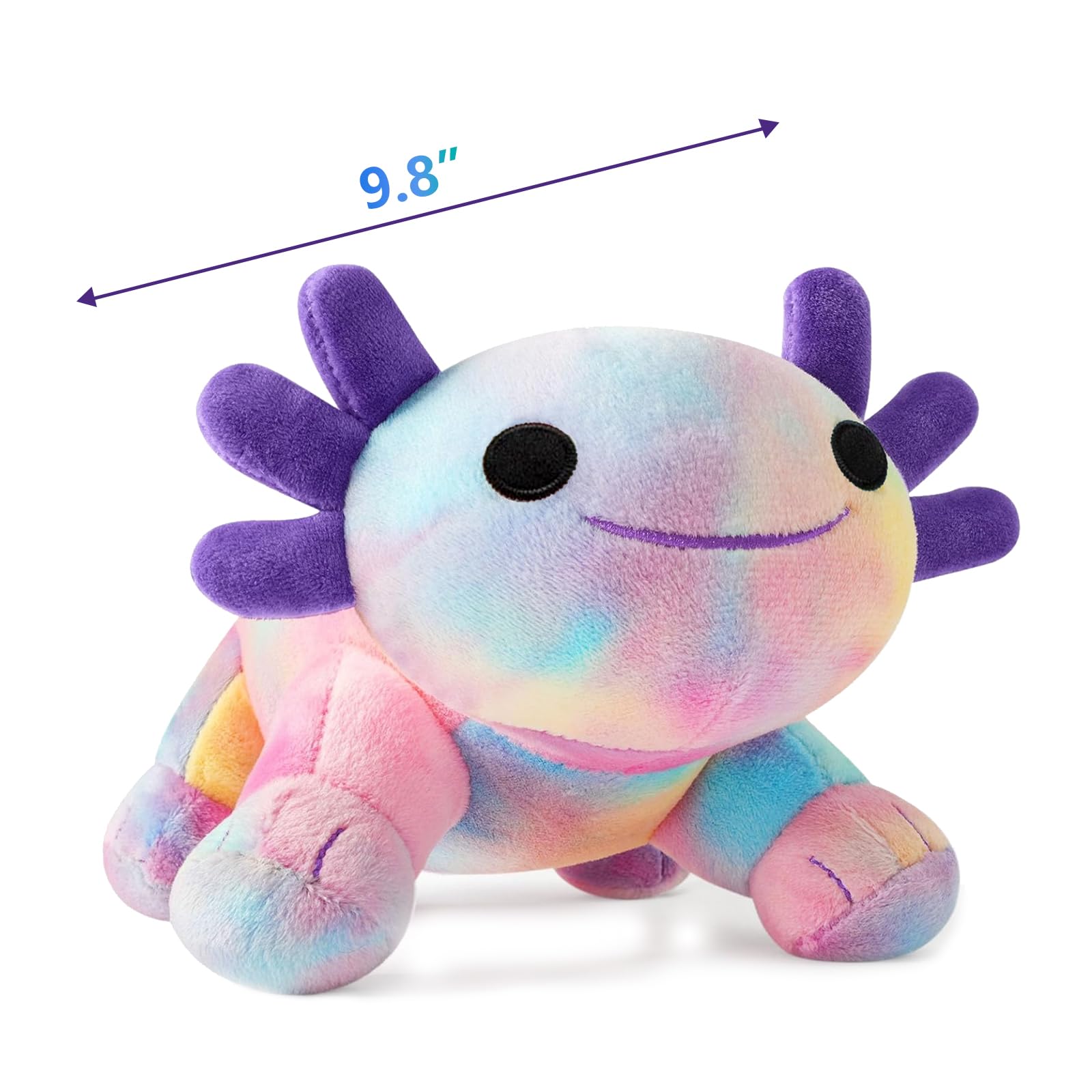 Cute Multicolor Axolotl Plush, Soft Stuffed Animal, Smiling Design (Colour)