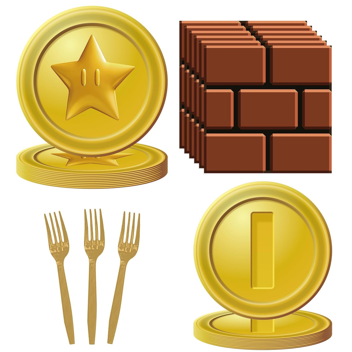 80PCS Mario Bros Birthday Supplies Kit for 20 Guests