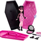 Monster High Draculaura Doll & Accessories, Gore-ganizer Beauty Kit with Bat Clips, Comb & Mirror, Customizable with Stamp Pen & Stickers