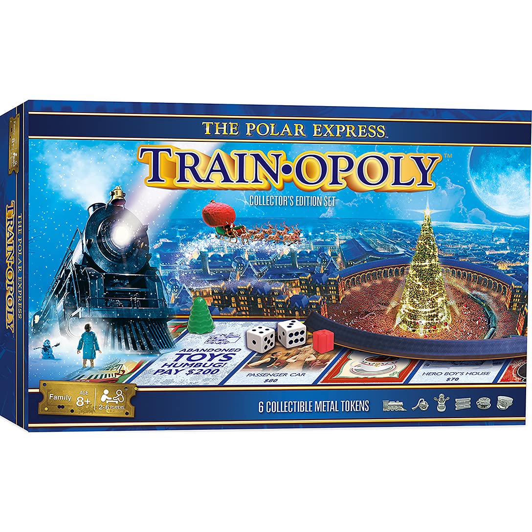MasterPieces Opoly Board Games - The Polar Express Train Opoly - Officially Licensed Board Games for Adults, Kids, & Family
