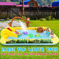 Inflatable Jungle Animal Play Center Outdoor Playhouse Inflatable Water Park with Kid Pool Slide, Sprinkler Toy with Base Pool, Monkey, Tree Stump