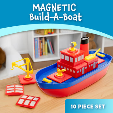 Popular Playthings Magnetic Build-a-Boat High Seas Play Set, Waterproof Floating Bath Toddler Toys, Gifts for Kids Ages 3 & Up - 10 Pieces