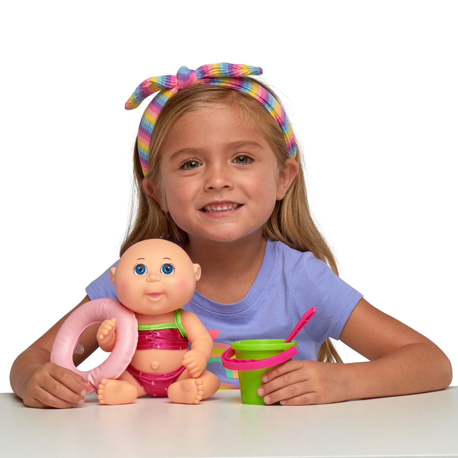 Cabbage Patch Kids Beach Time Tiny Newborn with Pink Toy Floatie, Pail and Shovel and Watermelon Swimsuit - 9 Inch CPK Dolls - Grow Your Cabbage Patch