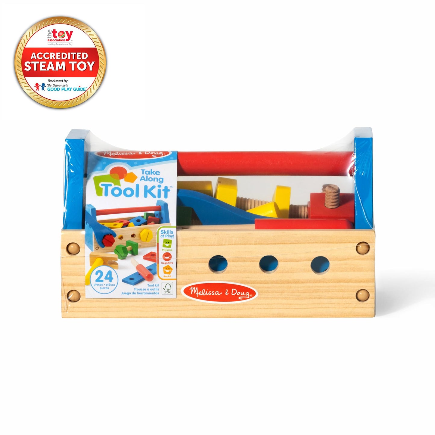 Melissa & Doug Take-Along Tool Kit Wooden Construction Toy (24 pcs)