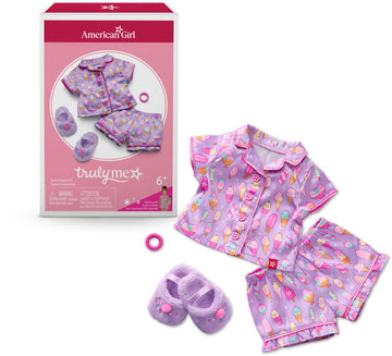 American Girl Truly Me, 18-inch Doll Clothes, Sweet Dreams PJs Outfit, with Satin PJ Top and Shorts, Ages 6+ (Dolls Sold Separately)